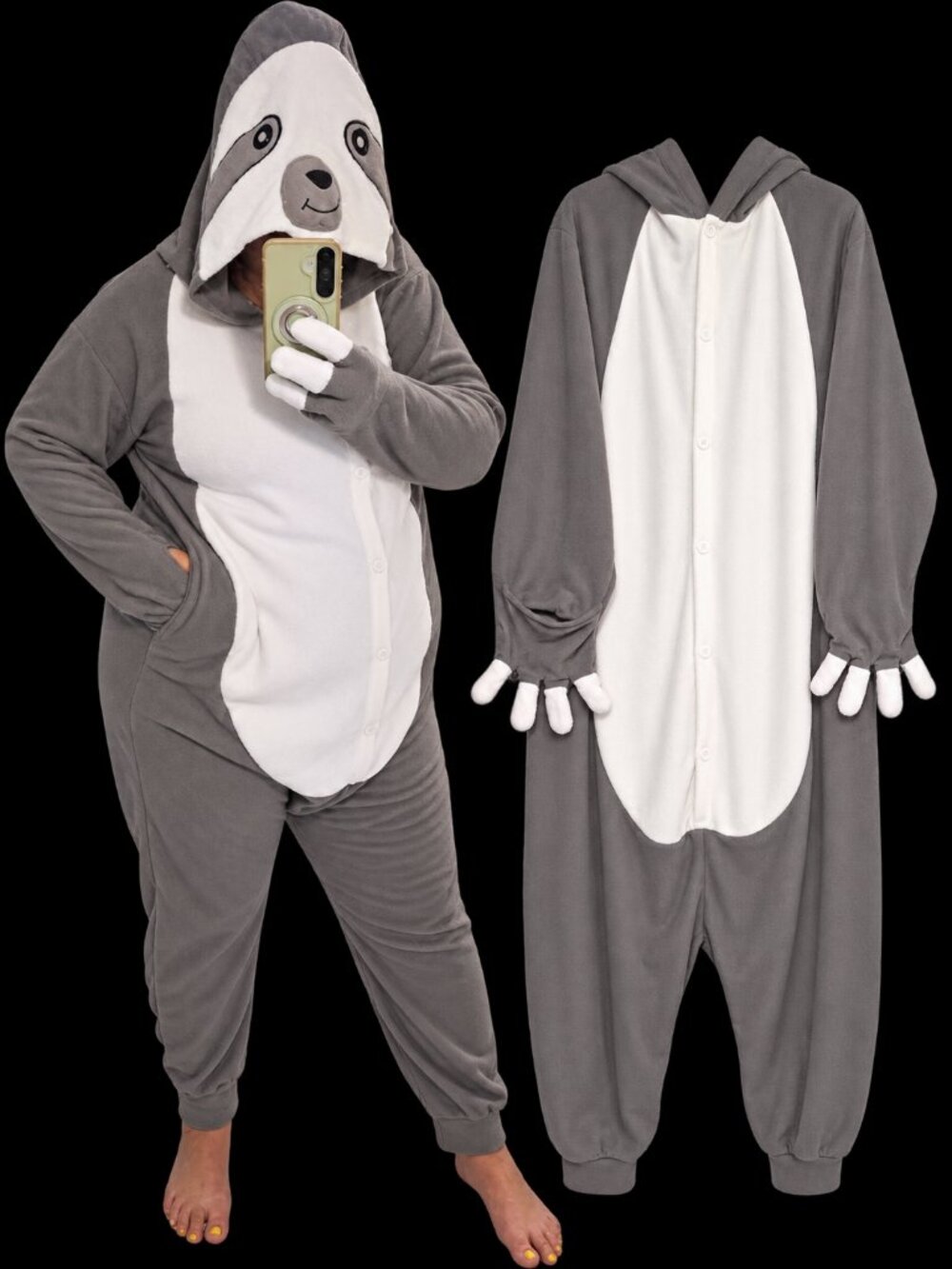 **NEW Sloth Onesie Costume XL | Oversized XXL Fit | Hooded Animal Pajamas**